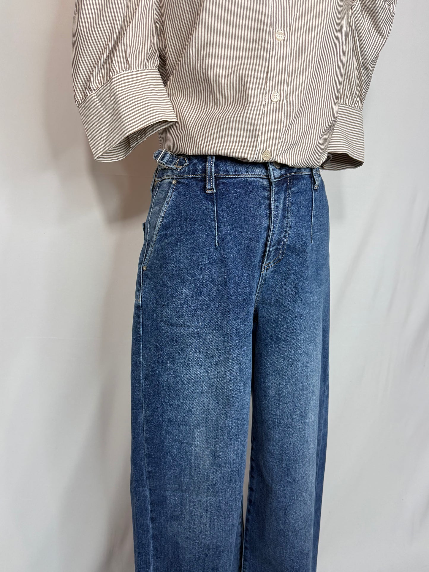 Denim Pleated Trousers