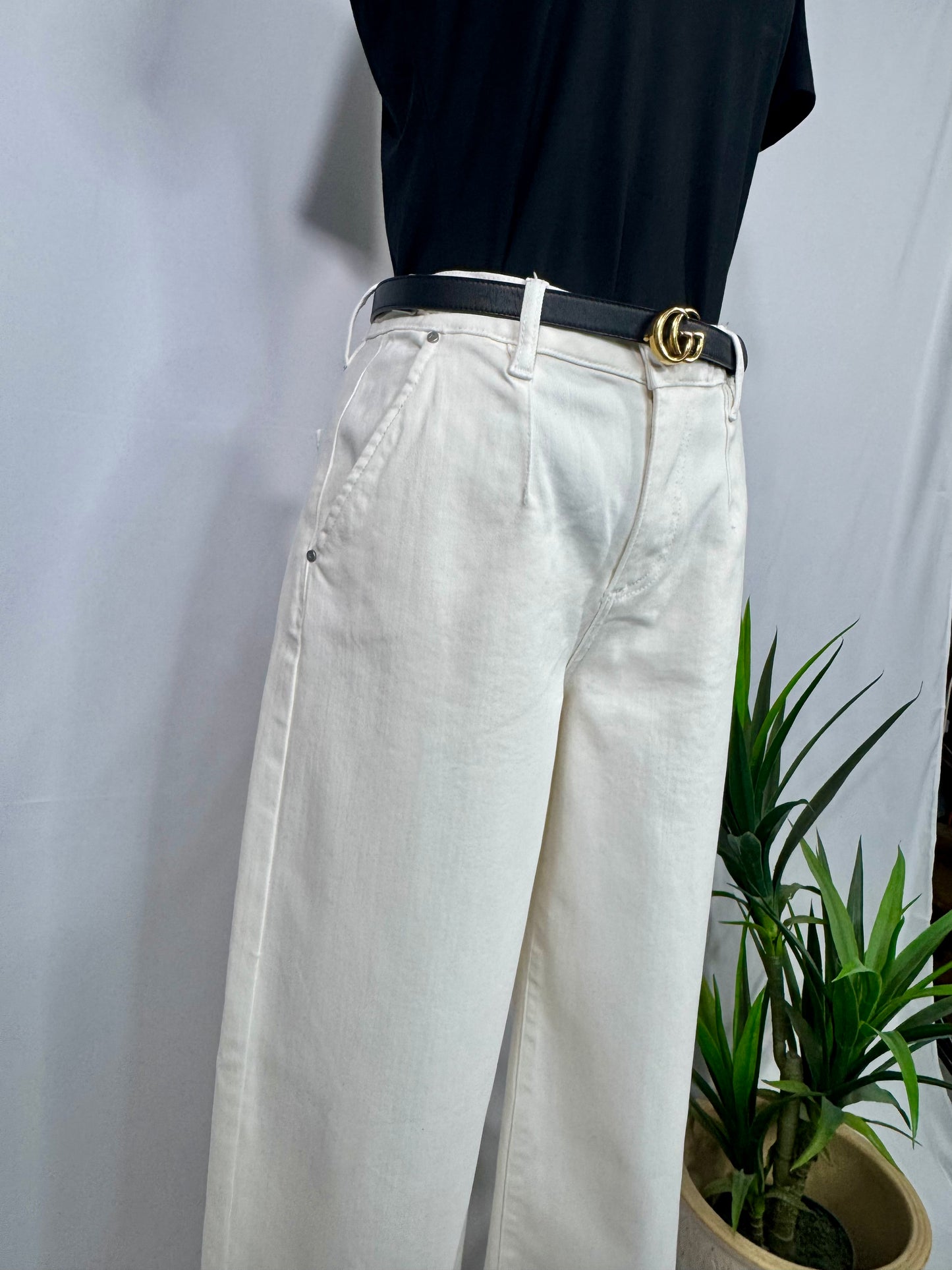 The Cream Pleated Trouser – Mid-Rise Adjustable Waist | Scout Couture®