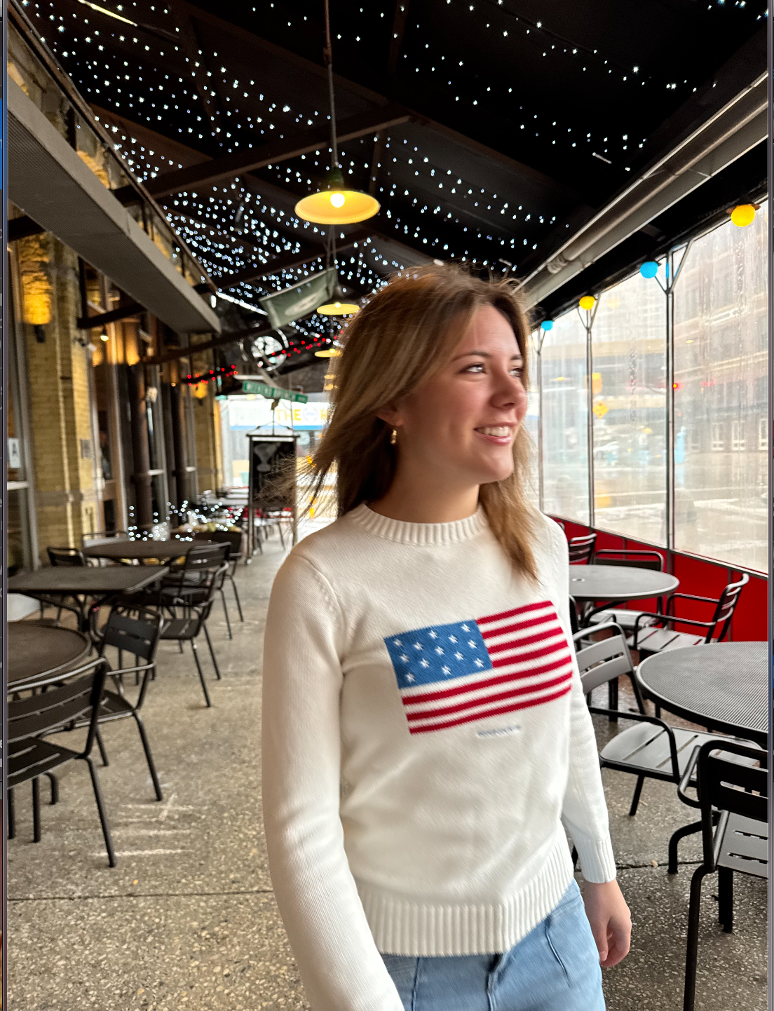 We Love America Sweater – Ivory Crewneck with Custom Scout Couture®