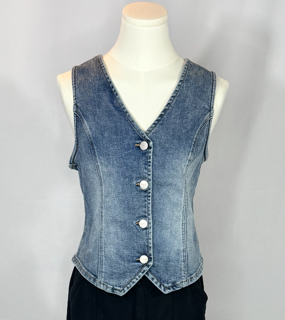 The Denim Vest – V-Neck Button-Down Layering Piece | Scout Couture®