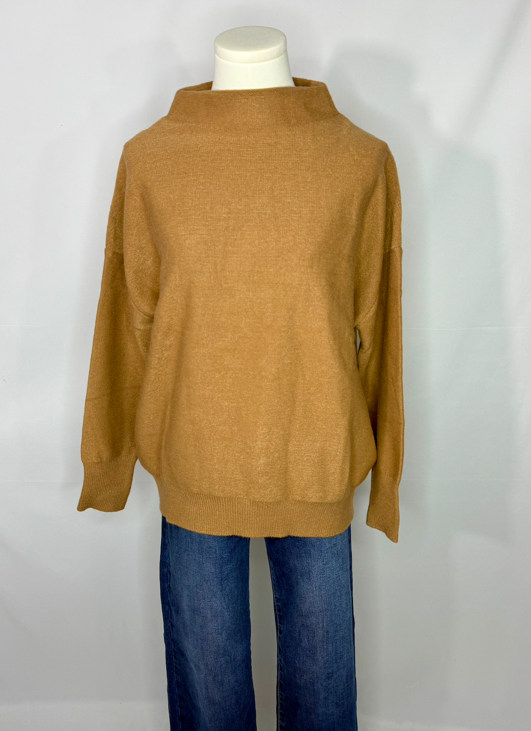 Mock Neck Sweater-Camel