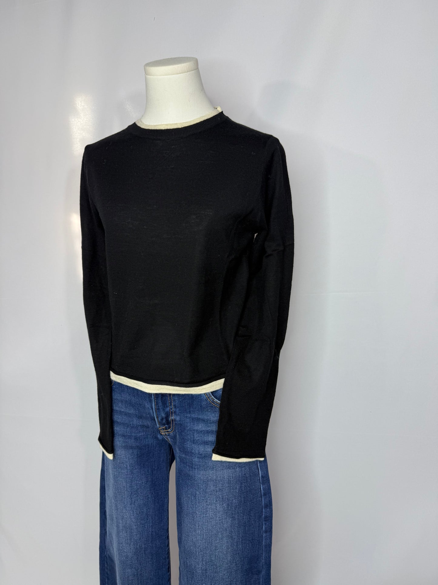 Black and Off White Top