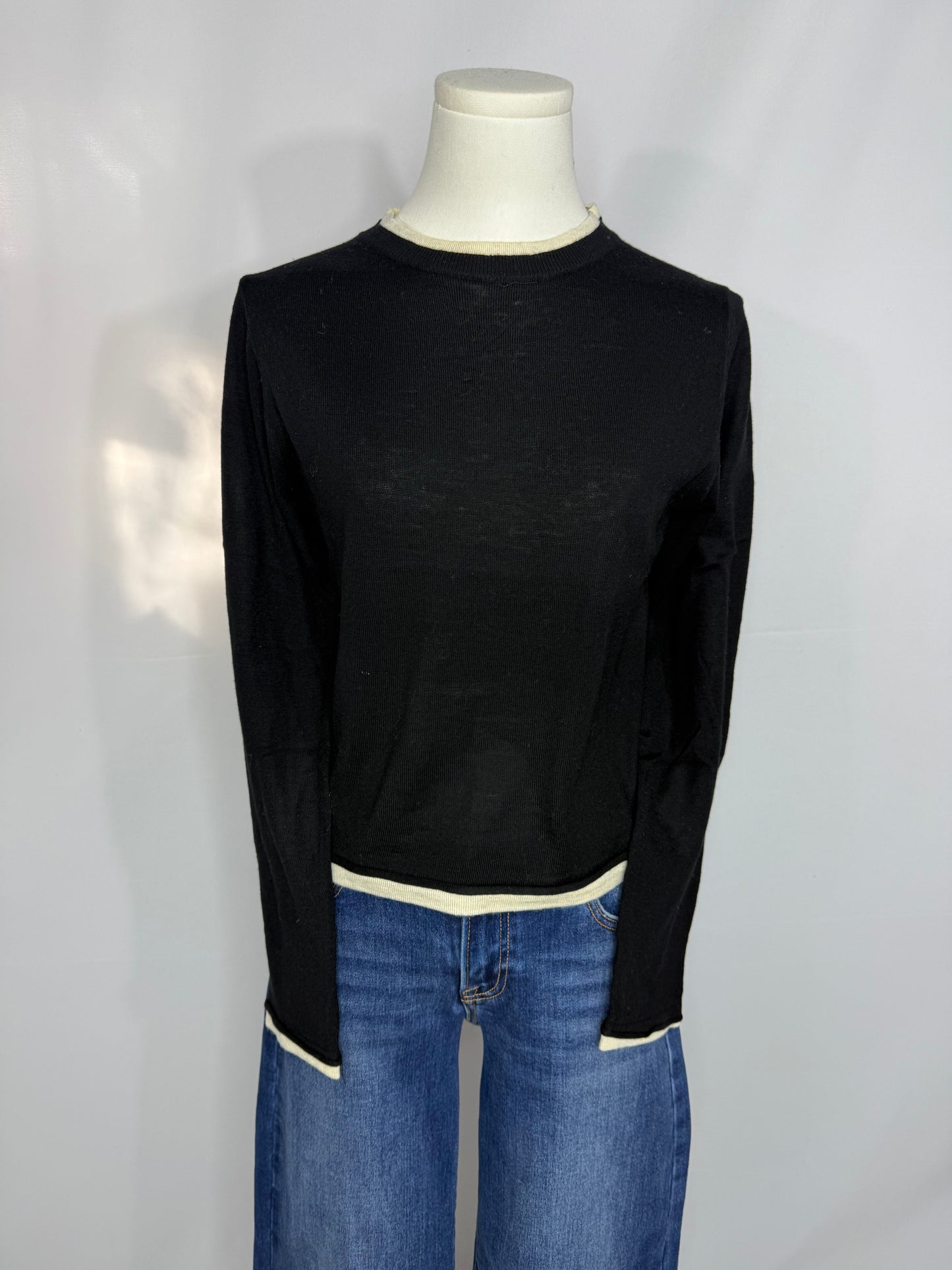 Black and Off White Top