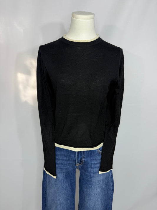 Black and Off White Top