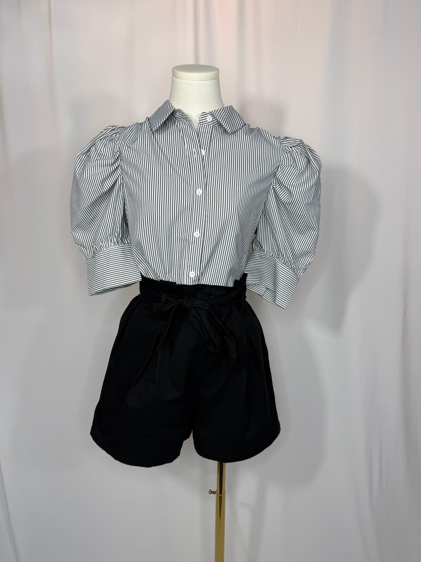 Striped Puff Sleeved Top