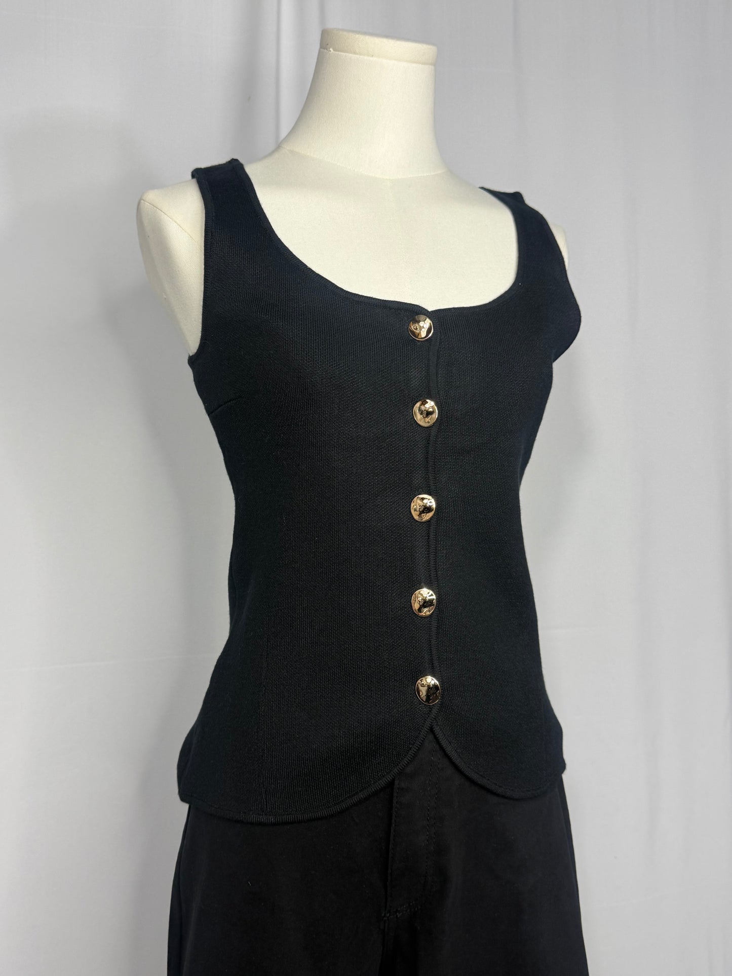 Sleeveless Button Sweater