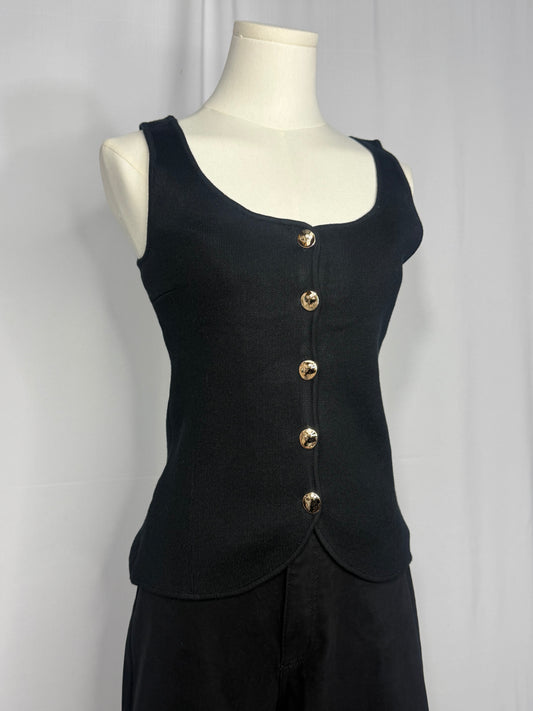 Sleeveless Button Sweater