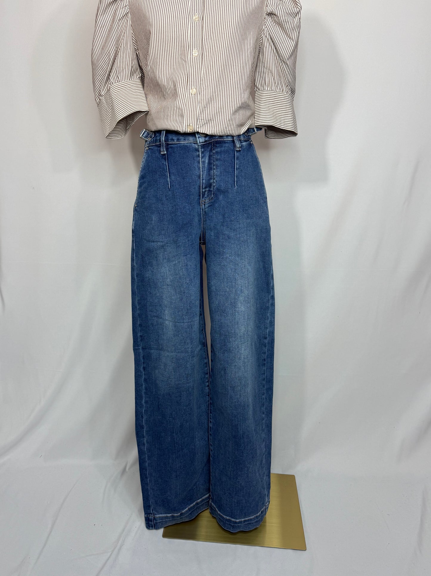 Denim Pleated Trousers