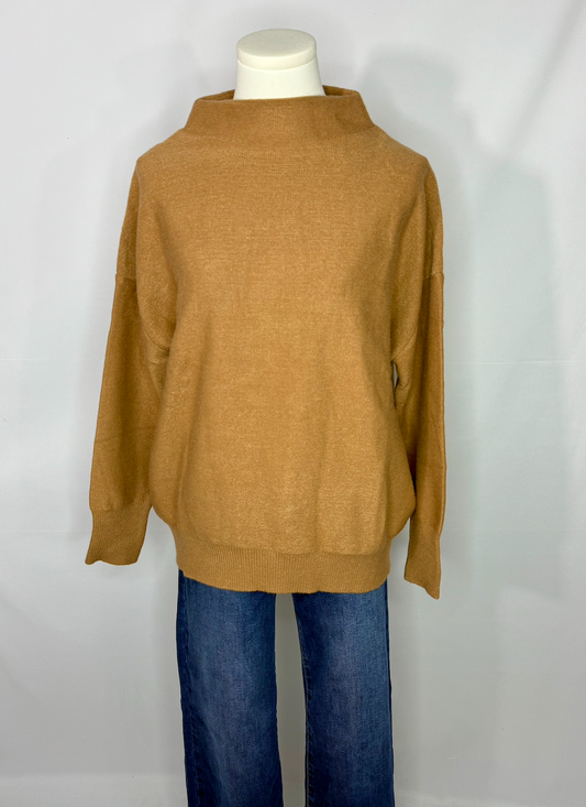 Mock Neck Sweater-Camel