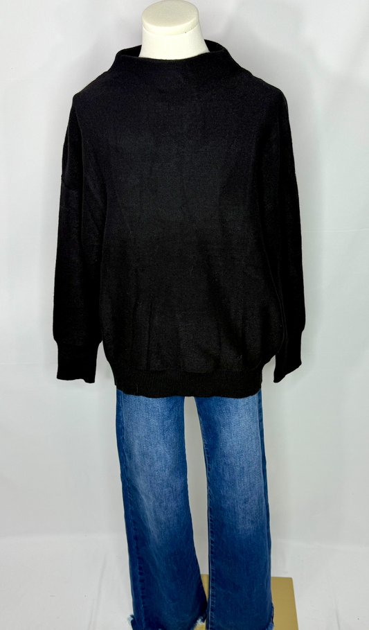 Mock Neck Sweater-Black