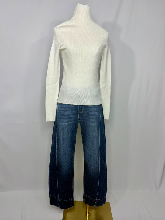 Ivory Mock Neck Ribbed Top